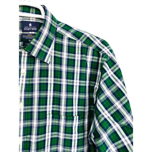 Men's STAFFORD Travel Shirt Long Sleeve Oxford Stretch Size 17/32-35 - Picture 6 of 7